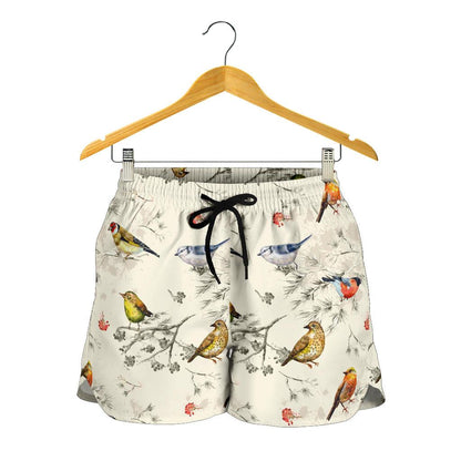 Bird Watercolor Design Pattern Women Shorts-JTAMIGO.COM