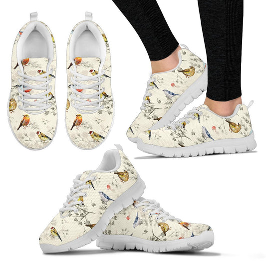 Bird Watercolor Design Pattern Women Sneakers Shoes