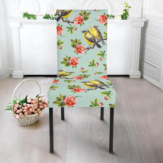 Bird with Red Flower Print Pattern Dinning Chair Slipper-JTAMIGO.COM
