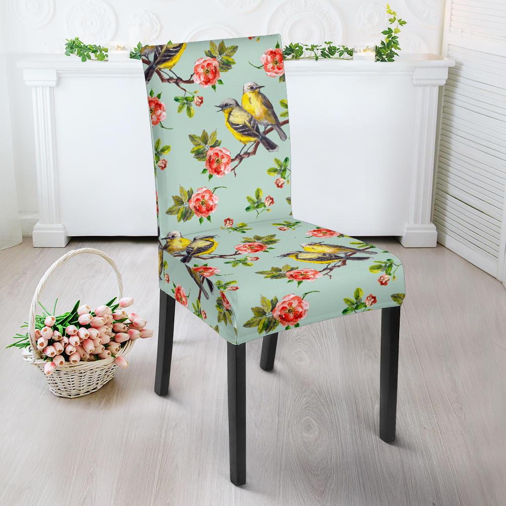 Bird with Red Flower Print Pattern Dinning Chair Slipper-JTAMIGO.COM