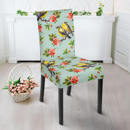 Bird with Red Flower Print Pattern Dinning Chair Slipper-JTAMIGO.COM