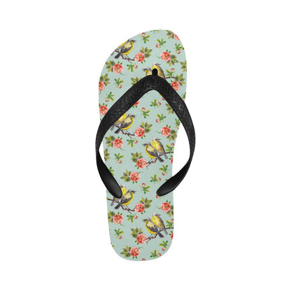Bird with Red Flower Print Pattern Flip Flops-JTAMIGO.COM