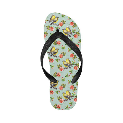 Bird with Red Flower Print Pattern Flip Flops-JTAMIGO.COM
