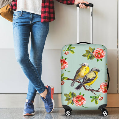 Bird With Red Flower Print Pattern Luggage Cover Protector