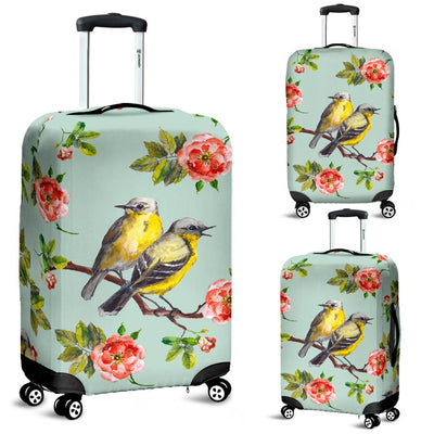 Bird With Red Flower Print Pattern Luggage Cover Protector