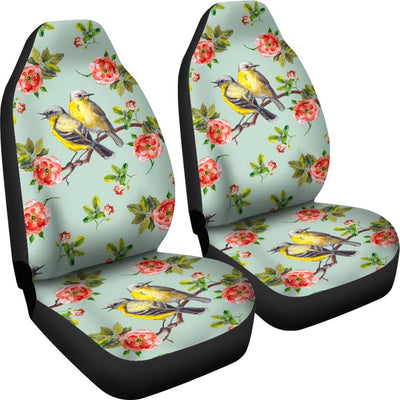 Bird with Red Flower Print Pattern Universal Fit Car Seat Covers