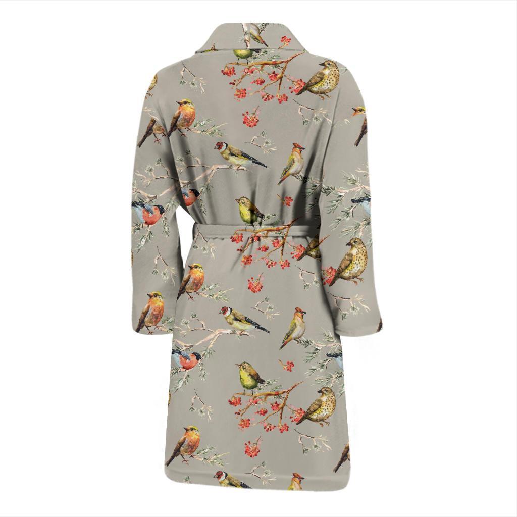 Birds Pattern Print Design 03 Men Bathrobe-JORJUNE.COM