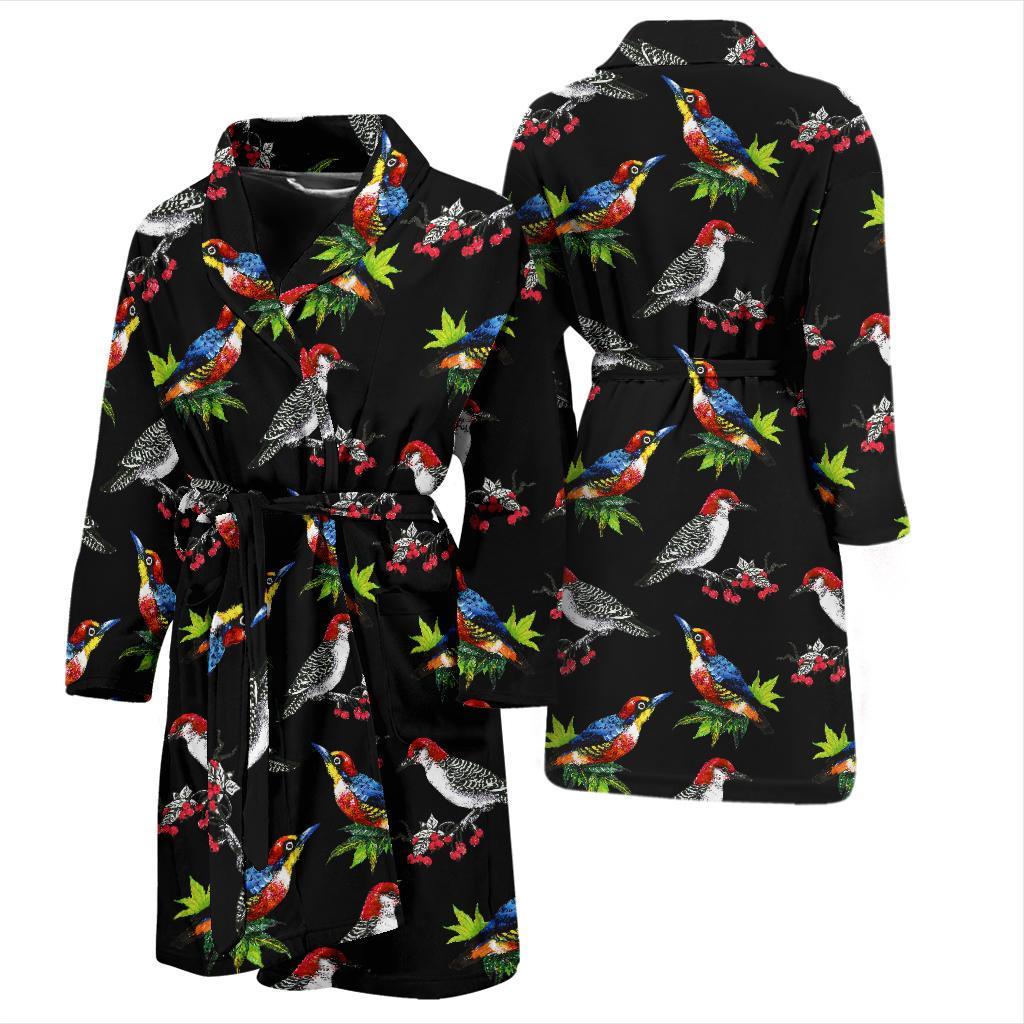 Birds Pattern Print Design 06 Men Bathrobe-JORJUNE.COM