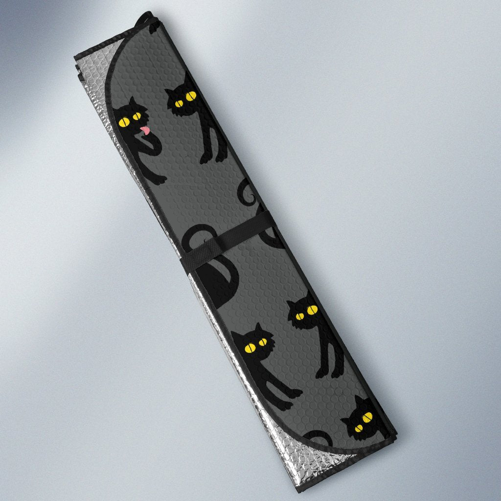 Black Cat Cute Print Pattern Car Sun Shade For Windshield