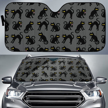 Black Cat Cute Print Pattern Car Sun Shade For Windshield