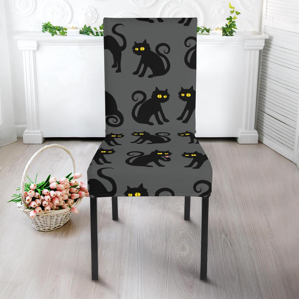 Black Cat Cute Print Pattern Dinning Chair Slipper-JTAMIGO.COM