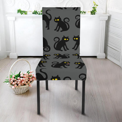 Black Cat Cute Print Pattern Dinning Chair Slipper-JTAMIGO.COM