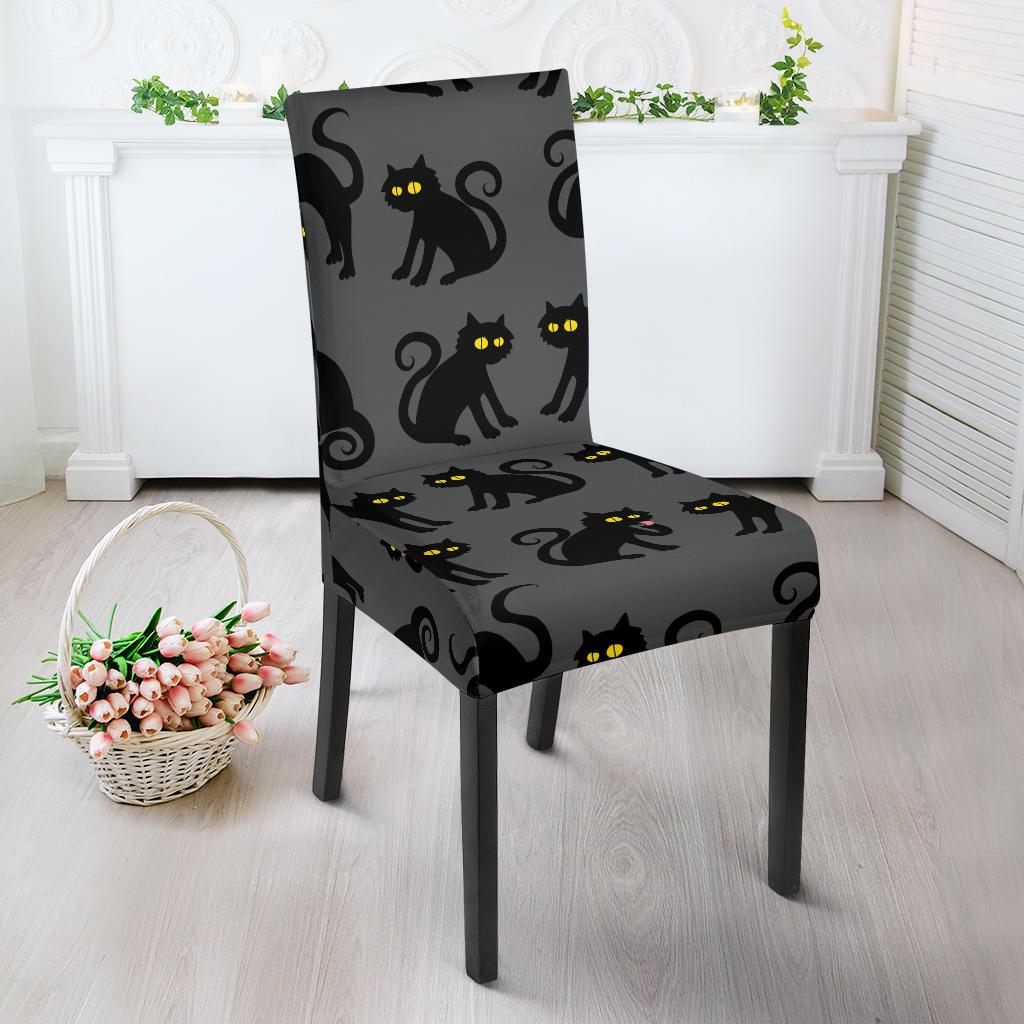 Black Cat Cute Print Pattern Dinning Chair Slipper-JTAMIGO.COM