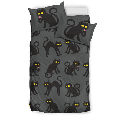 Black Cat Cute Print Pattern Duvet Cover Bedding Set