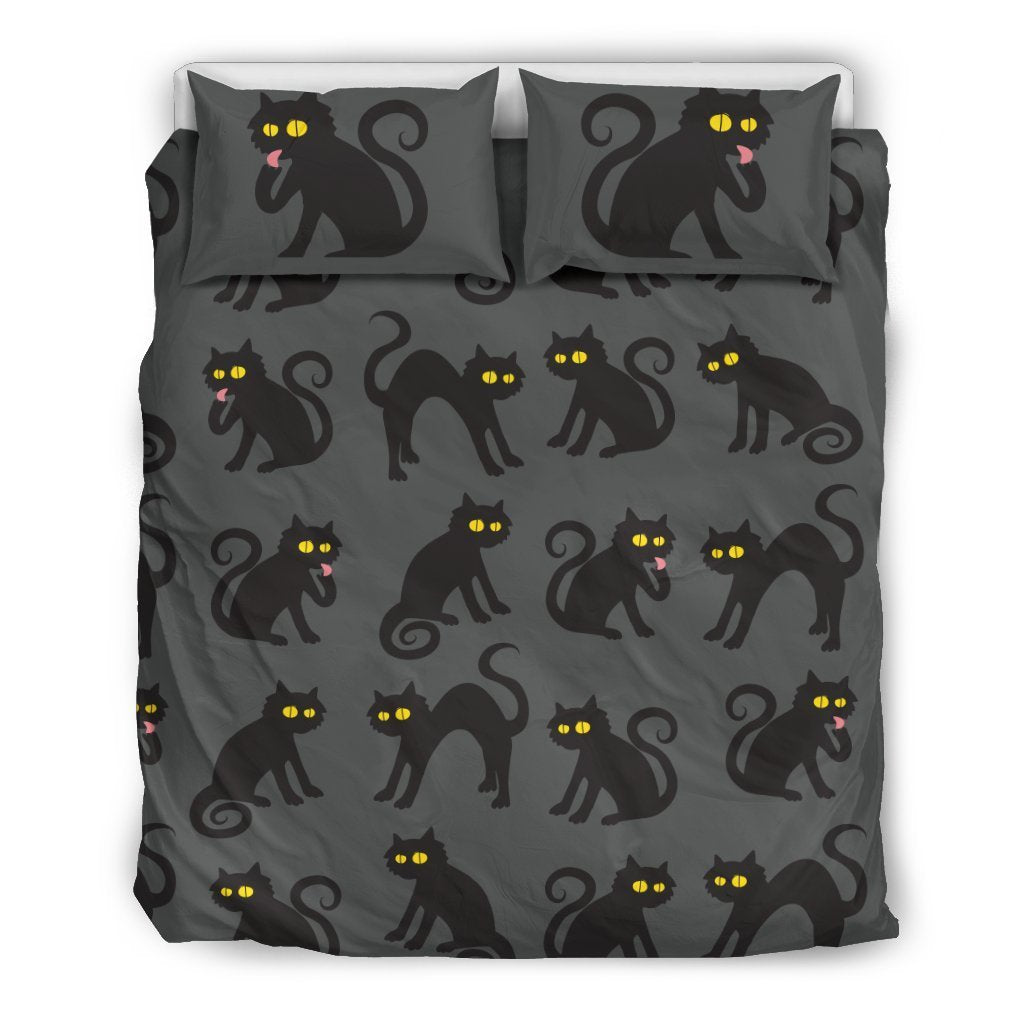 Black Cat Cute Print Pattern Duvet Cover Bedding Set