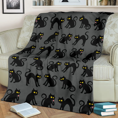 Black Cat Cute Print Pattern Fleece Blanket