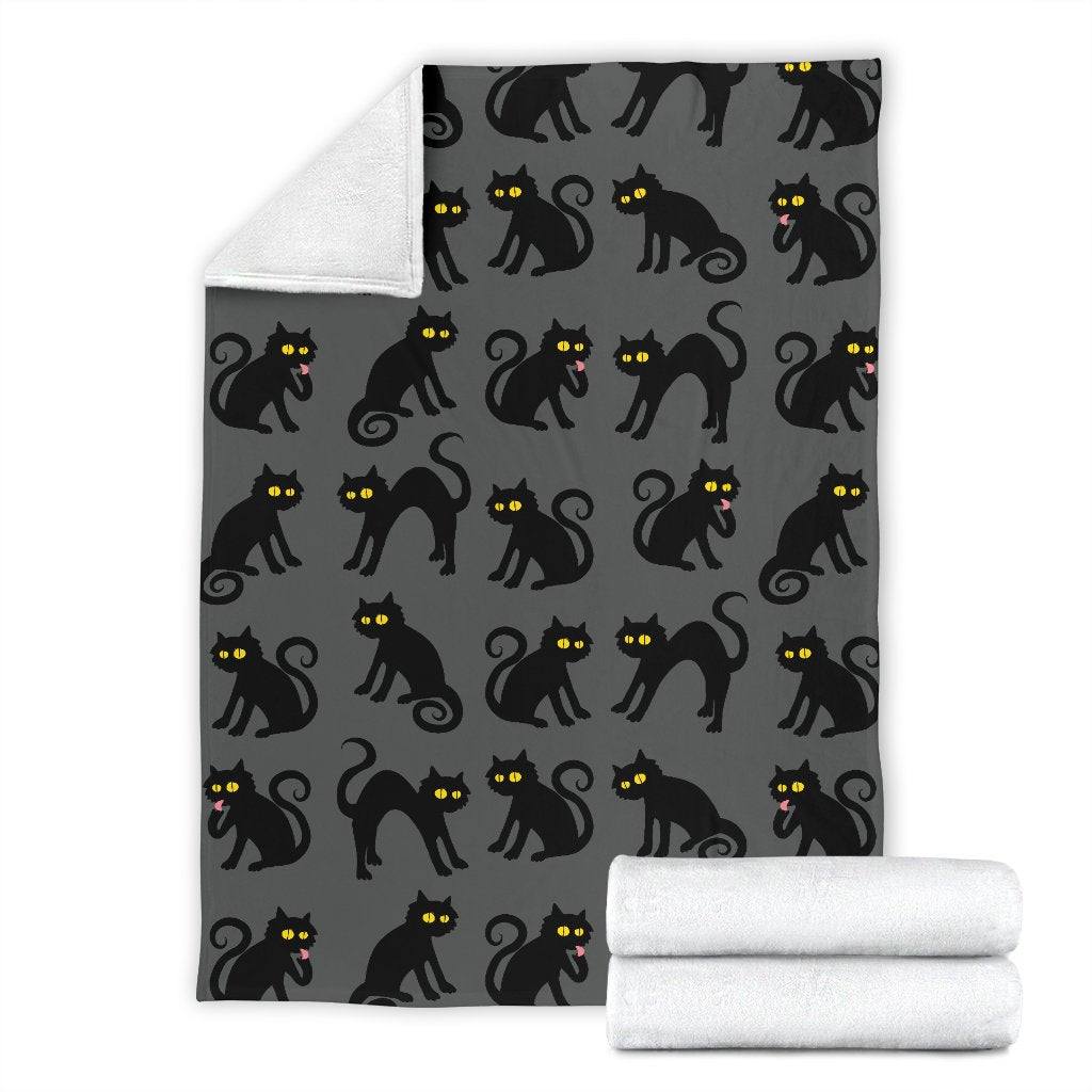 Black Cat Cute Print Pattern Fleece Blanket