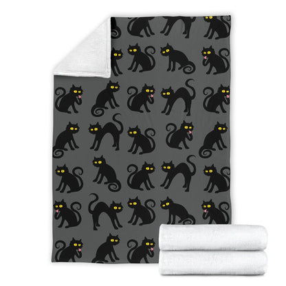 Black Cat Cute Print Pattern Fleece Blanket