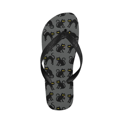 Black Cat Cute Print Pattern Flip Flops-JTAMIGO.COM