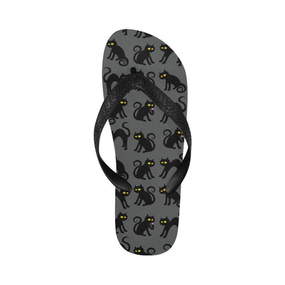 Black Cat Cute Print Pattern Flip Flops-JTAMIGO.COM