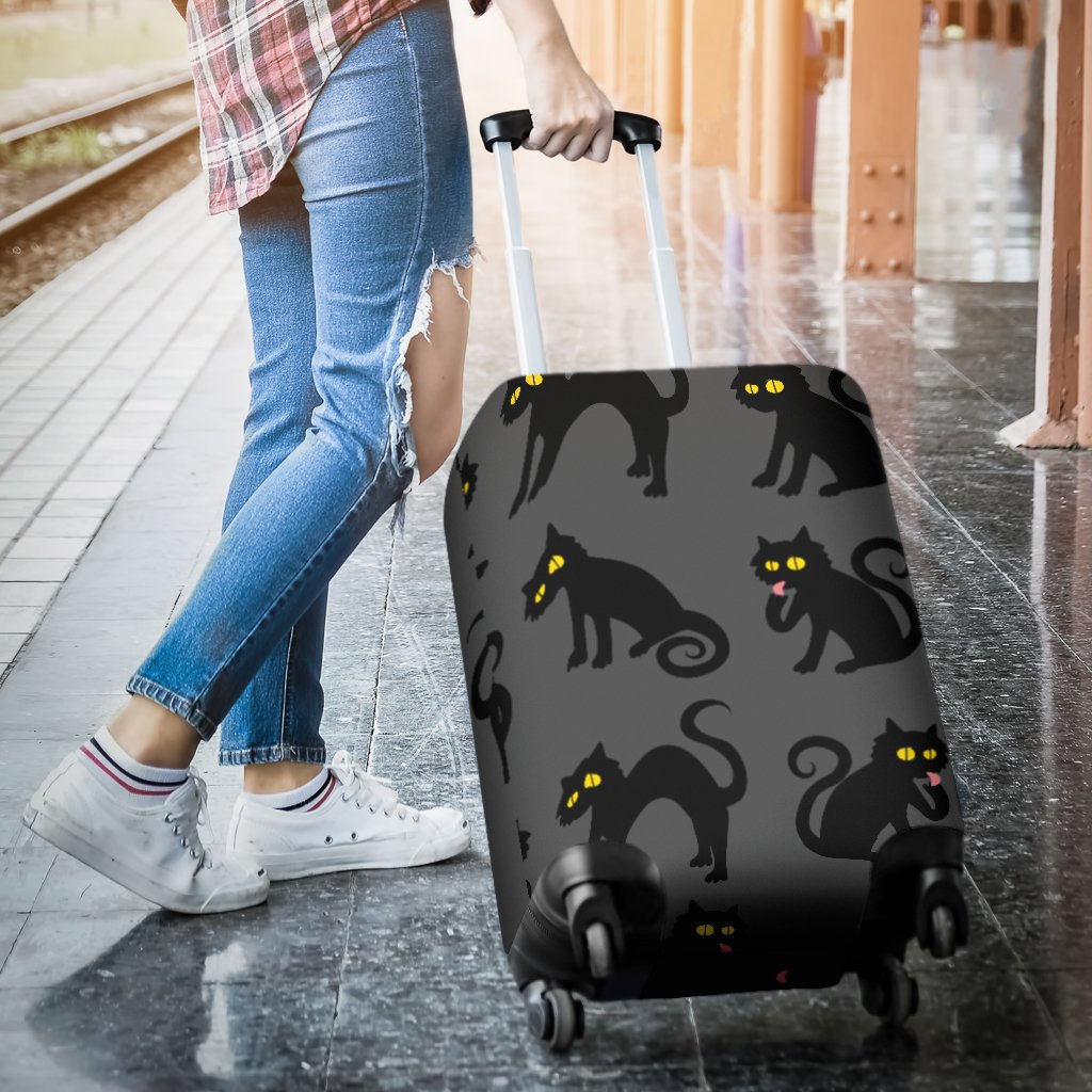 Black Cat Cute Print Pattern Luggage Cover Protector