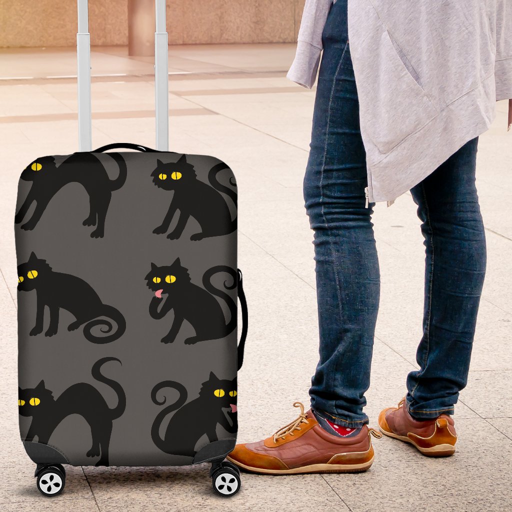 Black Cat Cute Print Pattern Luggage Cover Protector