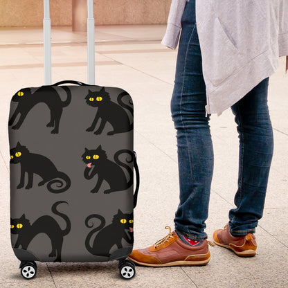 Black Cat Cute Print Pattern Luggage Cover Protector