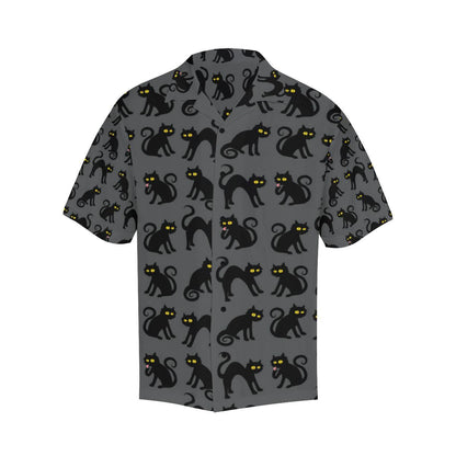 Black Cat Cute Print Pattern Men Aloha Hawaiian Shirt