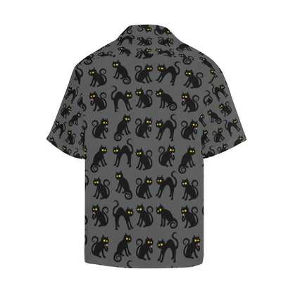 Black Cat Cute Print Pattern Men Aloha Hawaiian Shirt