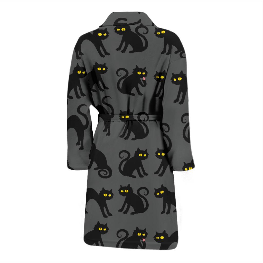 Black Cat Cute Print Pattern Men Bath Robe-JTAMIGO.COM