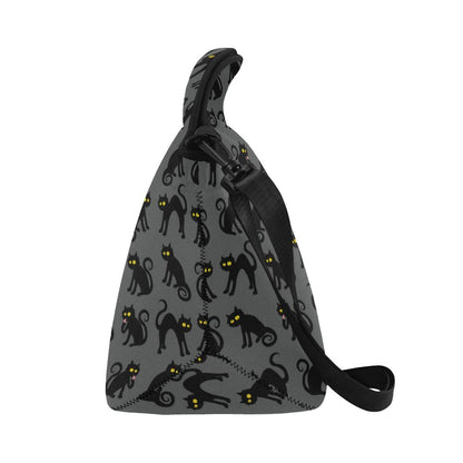 Black Cat Cute Print Pattern Neoprene Lunch Bag (Model 1669)(Large)-JTAMIGO.COM