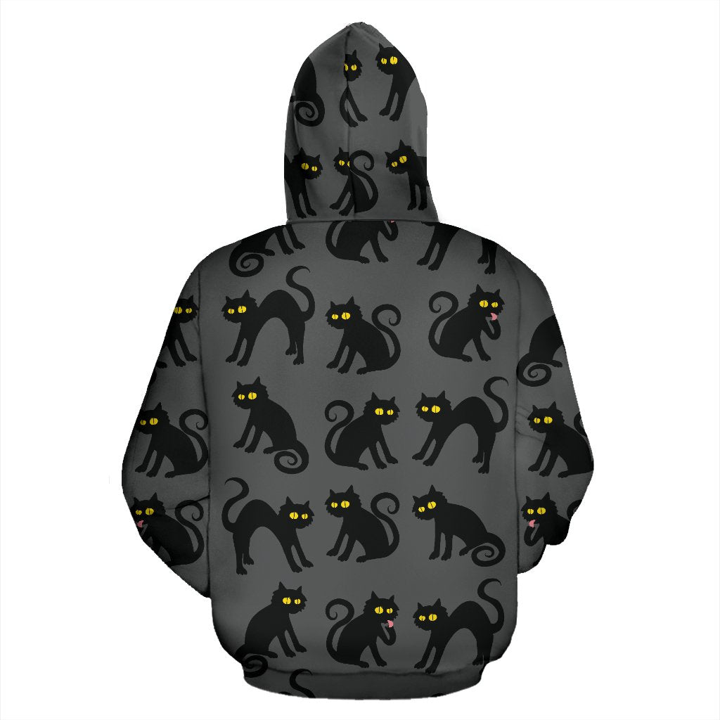 Black Cat Cute Print Pattern Pullover Hoodie