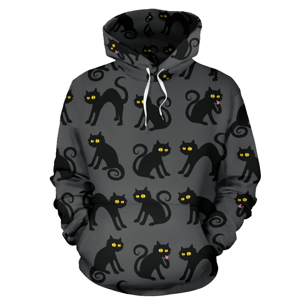 Black Cat Cute Print Pattern Pullover Hoodie
