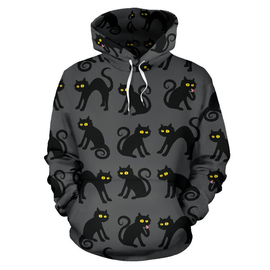 Black Cat Cute Print Pattern Pullover Hoodie