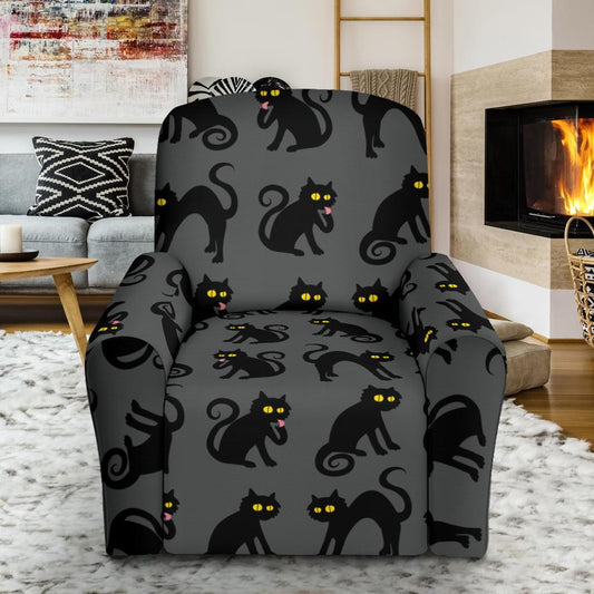 Black Cat Cute Print Pattern Single Sofa Slipcover -JTAMIGO.COM