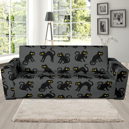Black Cat Cute Print Pattern Sofa Slipcover-JTAMIGO.COM