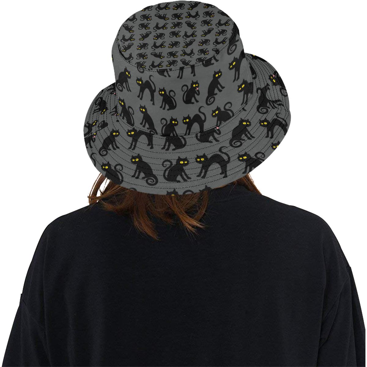 Black Cat Cute Print Pattern Unisex Bucket Hat