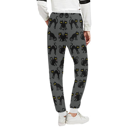 Black Cat Cute Print Pattern Unisex Casual Sweatpants (Model L11)-JTAMIGO.COM