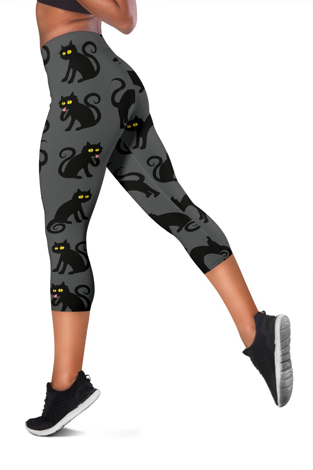 Black Cat Cute Print Pattern Women Capris
