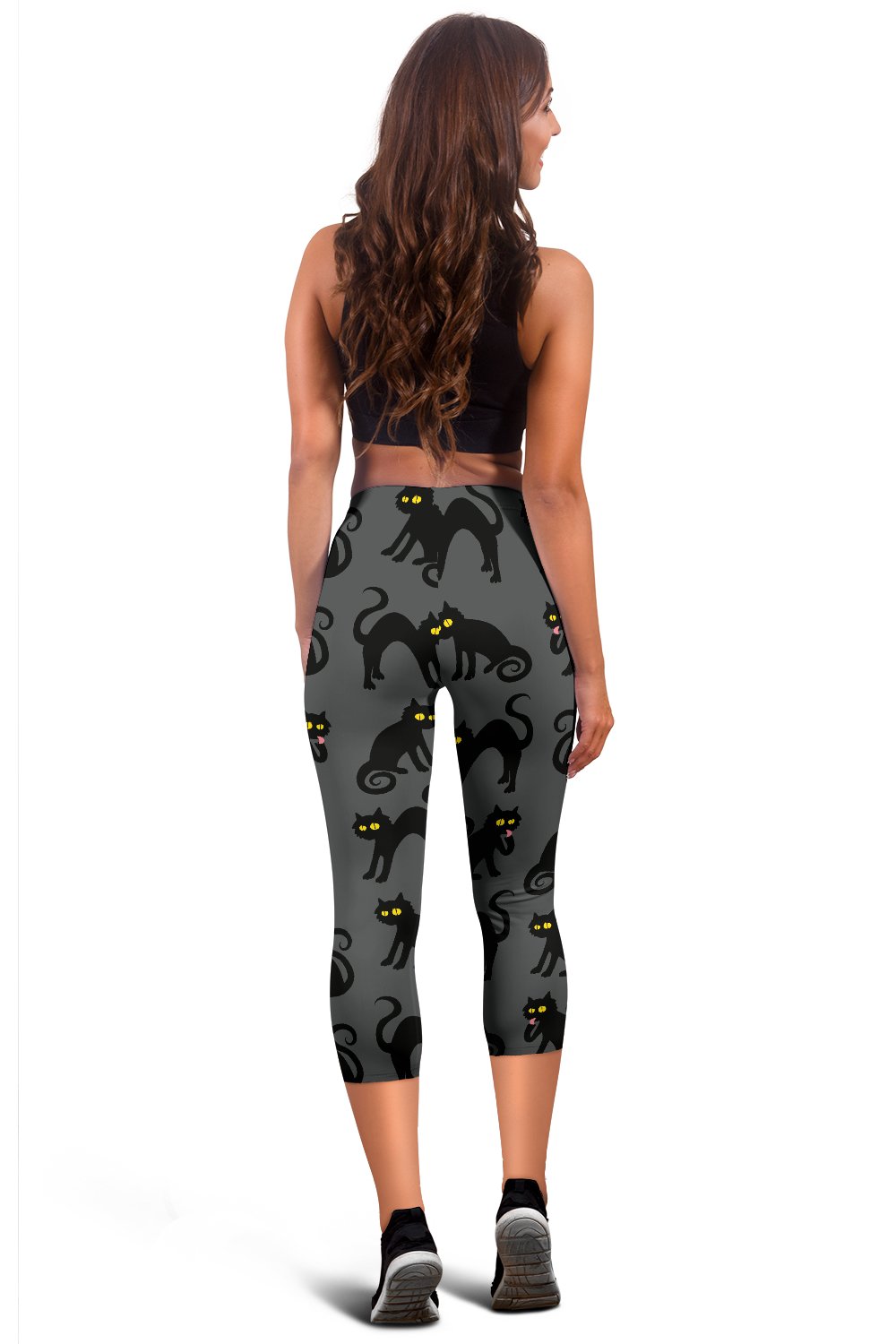 Black Cat Cute Print Pattern Women Capris