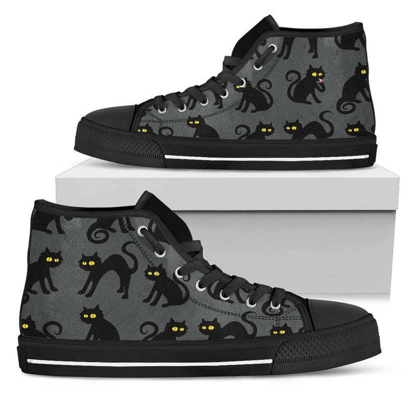 Black Cat Cute Print Pattern Women High Top Shoes