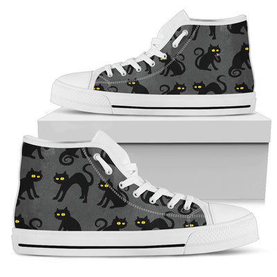 Black Cat Cute Print Pattern Women High Top Shoes