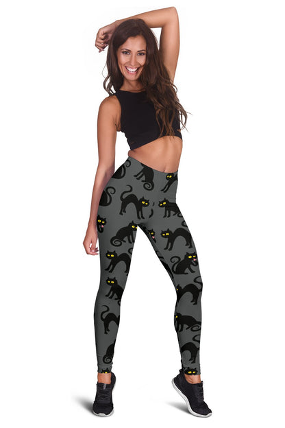 Black Cat Cute Print Pattern Women Leggings