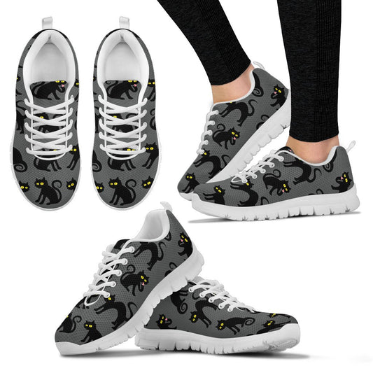 Black Cat Cute Print Pattern Women Sneakers Shoes