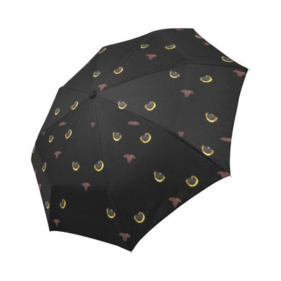 Black Cat Face Print Pattern Automatic Foldable Umbrella