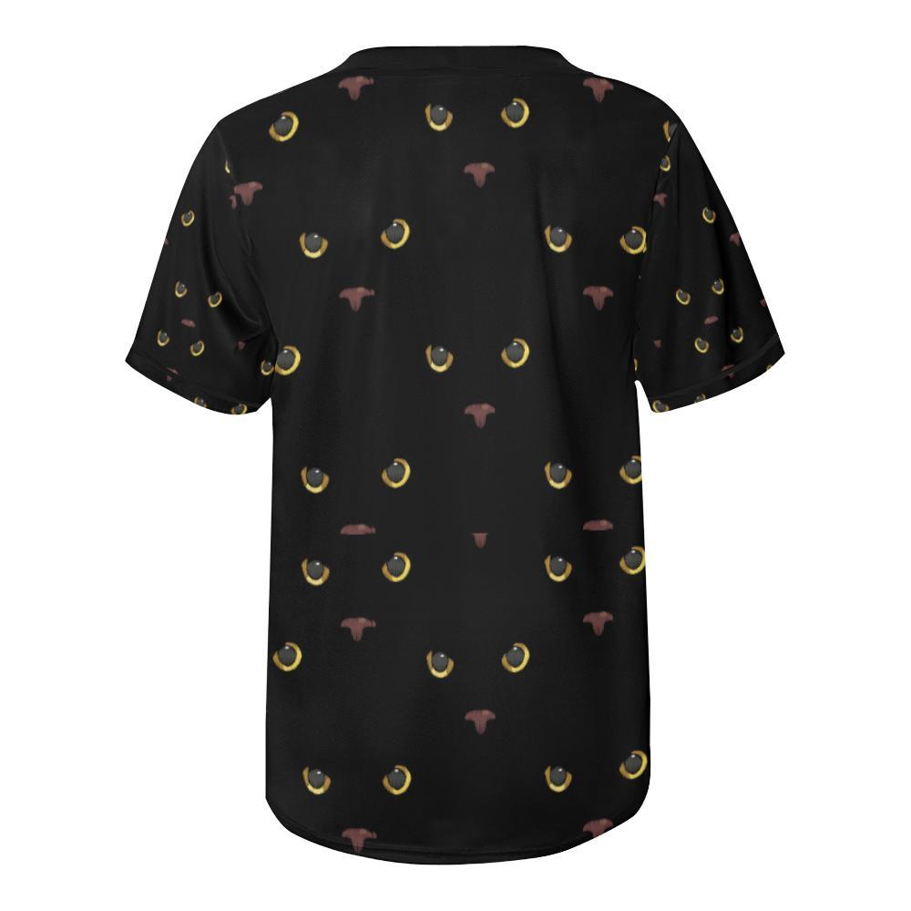 Black Cat Face Print Pattern Baseball Jersey-JTAMIGO.COM
