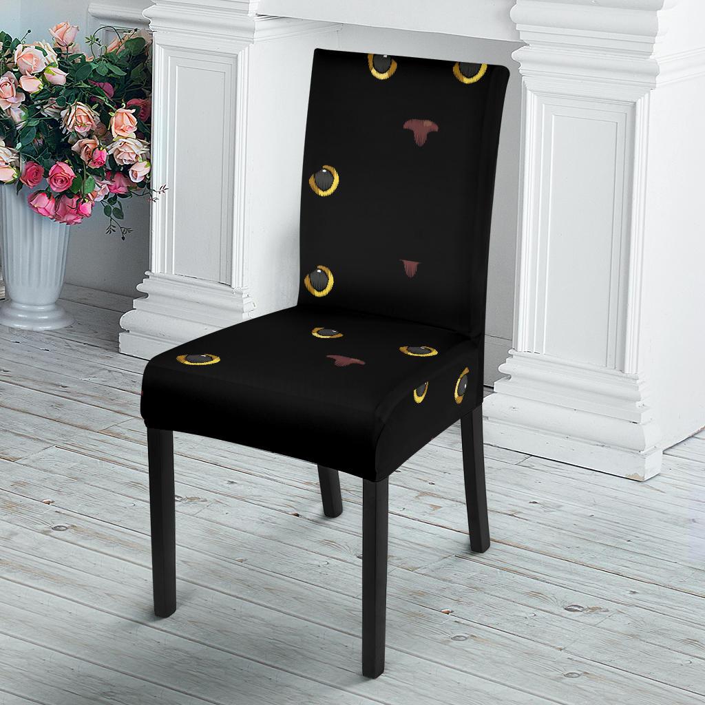 Black Cat Face Print Pattern Dinning Chair Slipper-JTAMIGO.COM