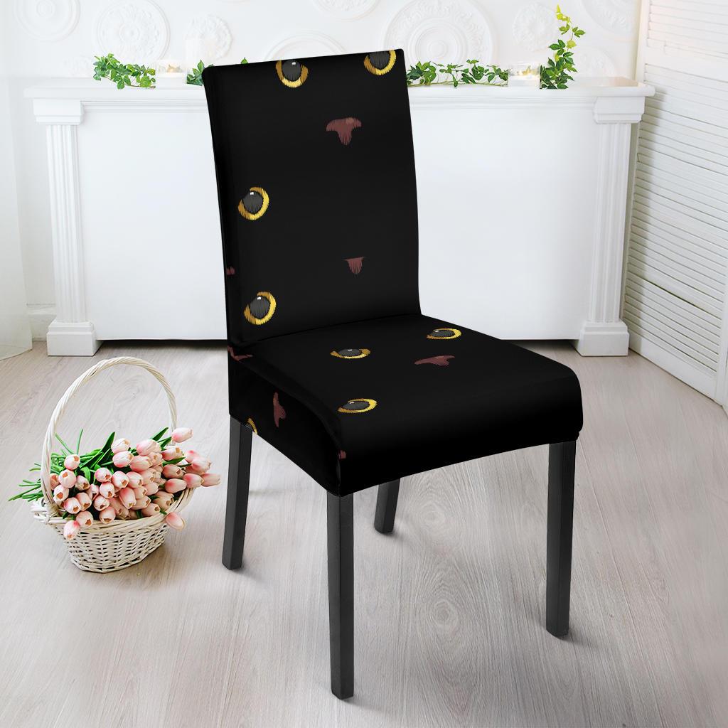 Black Cat Face Print Pattern Dinning Chair Slipper-JTAMIGO.COM