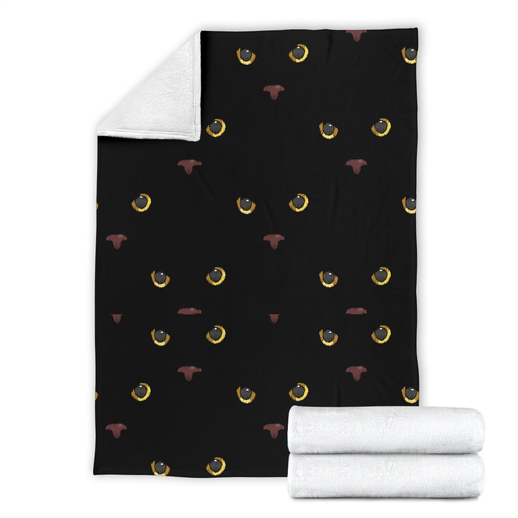 Black Cat Face Print Pattern Fleece Blanket