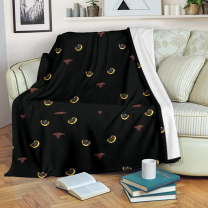 Black Cat Face Print Pattern Fleece Blanket